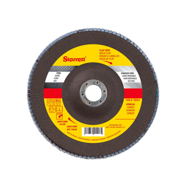 Disco de Flap Starrett em Fibra de Vidro Cônico, Grão de 120 e Diâmetro Externo 115mm